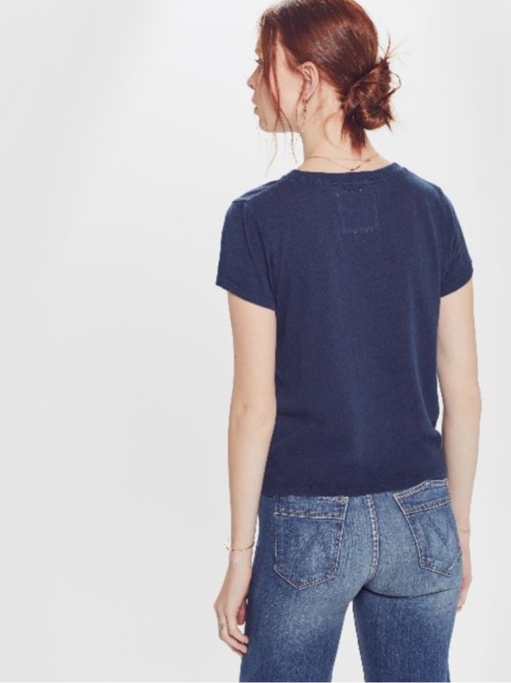 MOTHER SUPERIOR Sinful Tee Navy Blue Linen Cotton Short Sleeve Graphic Tee Small - Picture 2 of 16